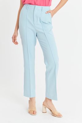 Pantalón Entallado Costuras Delanteras Gris Nicopoly