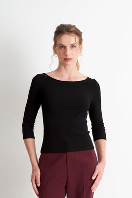 Imagen 1 del producto Polera Manga 3/4 Cuello Bote Negro Nicopoly