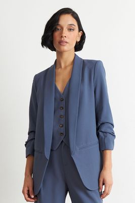 Blazer Manga 3/4 Ajustado con Solapas Azul Nicopoly