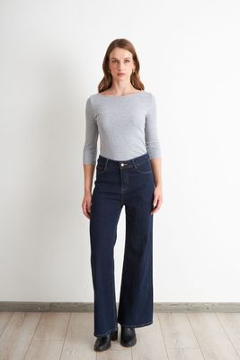 Imagen 2 del producto Polera Manga 3/4 Cuello Bote Gris Nicopoly