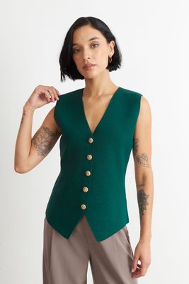 Imagen 1 del producto Gilet Largo con Botones Verde Nicopoly