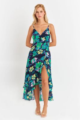 Vestido Asimétrico Floral Verde Nicopoly