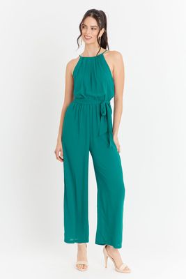 Enterito Halter Con Cinturón Lazo Verde Petróleo Nicopoly