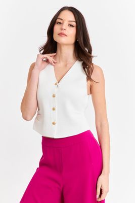 Imagen 1 del producto Gilet con Drapeado Lateral Blanco