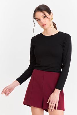 Polera Manga Larga Cuello Redondo Negra Nicopoly