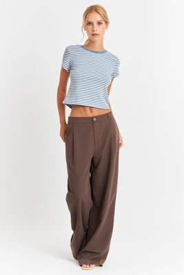 Imagen 2 del producto Polera Básica Cuello Redondo Líneas Celeste Nicopoly