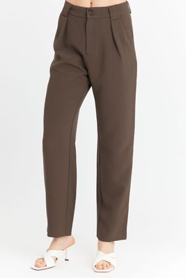 Pantalón Básico Pierna Ancha Marrón Nicopoly