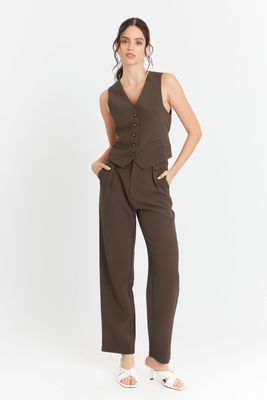 Imagen 2 del producto Pantalón Básico Pierna Ancha Marrón Nicopoly