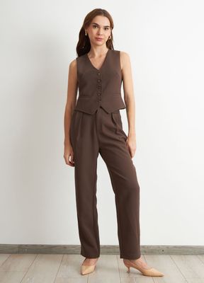 Imagen 2 del producto Pantalón Recto Con Pinza Mocca Nicopoly