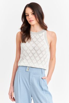 Polera Halter Calada Blanco/Plateado Nicopoly