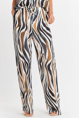 Pantalón Estampado Cebra Café Nicopoly