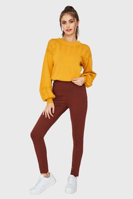 Imagen 2 del producto Legging Tiro Alto Costuras Frontales Café Nicopoly