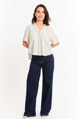 Imagen 2 del producto Camisa Básica Tipo Lino Beige