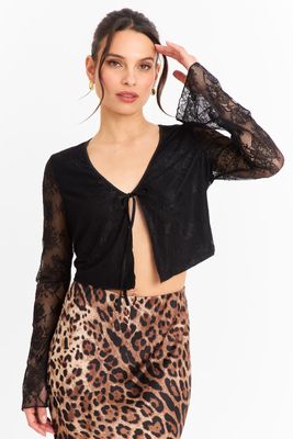 Blusa Nudo Delantero Encaje Negro Nicopoly