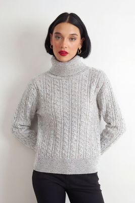 Imagen 1 del producto Sweater Trenzado Cuello Alto Gris Nicopoly