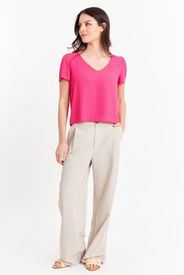 Imagen 2 del producto Blusa Cuello V Tipo Gasa Fucsia Nicopoly