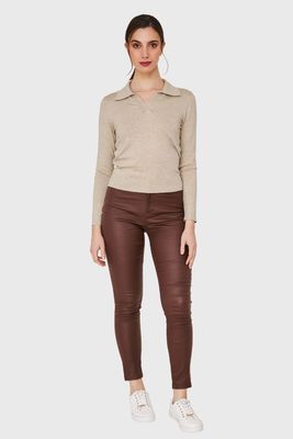 Imagen 2 del producto Polera Manga Larga Cuello Camisero Khaki Nicopoly