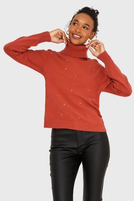 Sweater Cuello Beatle Strass Óxido Nicopoly