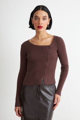 Imagen 1 del producto Sweater Escote Asimétrico Café Nicopoly