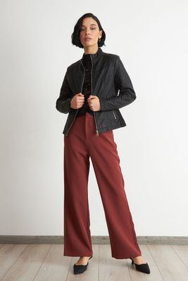 Imagen 2 del producto Chaqueta Ecocuero Acolchado Cuello Mao Negro Nicopoly