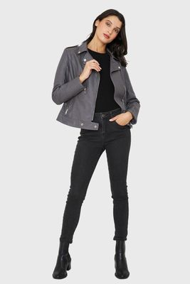 Imagen 2 del producto Chaqueta Biker Ecocuero Gris Nicopoly