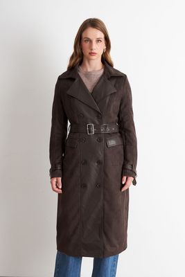 Imagen 1 del producto Abrigo Tipo Gamuza y Ecocuero Café Nicopoly