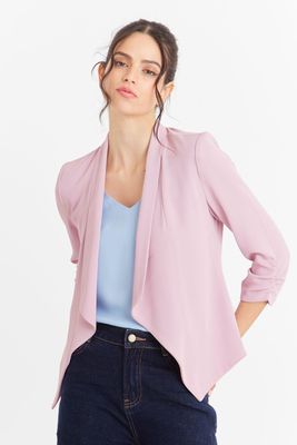 Blazer Manga Detalle DrapeadoRosado Nicopoly