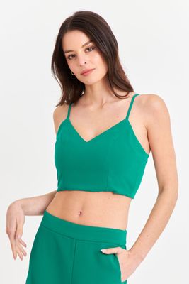 Imagen 1 del producto Crop Top Espalda Elasticada Verde Nicopoly