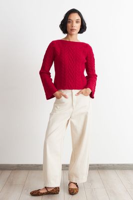 Imagen 2 del producto Sweater con Patrón Trenzado Rojo Nicopoly