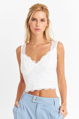 Top Encaje Escote V Blanco Nicopoly