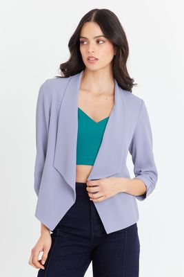 Blazer Manga Detalle Drapeado Celeste Nicopoly