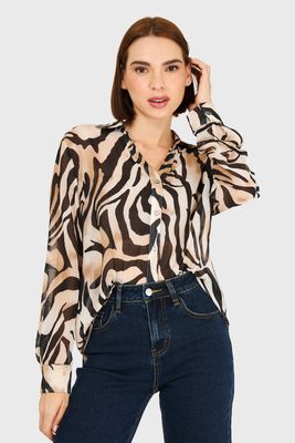 Blusa Cebra Beige Nicopoly