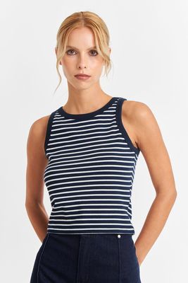 Polera Rayas Sin Mangas Azul Marino Nicopoly