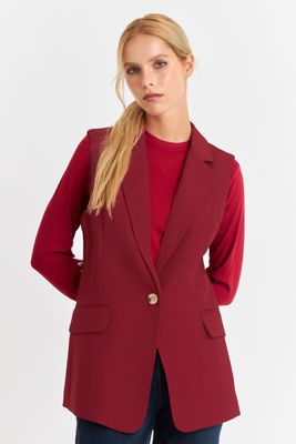 Blazer Sin Mangas Botón Burdeos Nicopoly