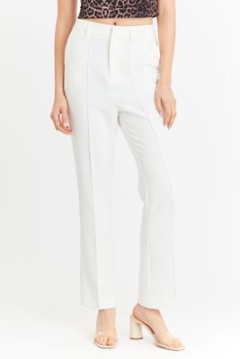 Pantalón Entallado Costuras Delanteras Blanco Nicopoly