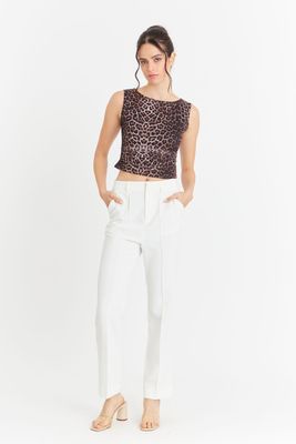 Imagen 2 del producto Pantalón Entallado Costuras Delanteras Blanco Nicopoly