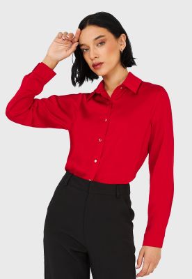 Camisa Básica Tipo Satín Rojo Nicopoly