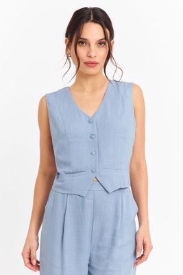 Imagen 1 del producto Gilet Mezcla Lino Celeste Nicopoly