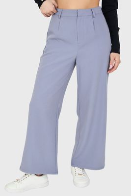 Pantalón Pinzas Tiro Alto Celeste Nicopoly