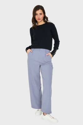 Imagen 2 del producto Pantalón Pinzas Tiro Alto Celeste Nicopoly