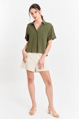 Imagen 2 del producto Camisa Básica Tipo Lino Verde Oliva Nicopoly