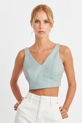 Crop Top Jaspeado Celeste Nicopoly