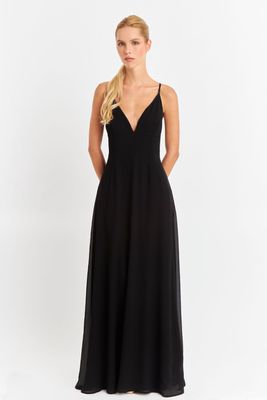 Vestido Largo Tirantes Cruzados Negro Nicopoly