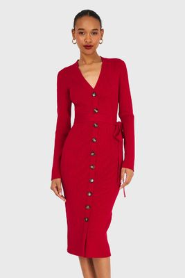 Vestido Sweater Midi Rojo Nicopoly