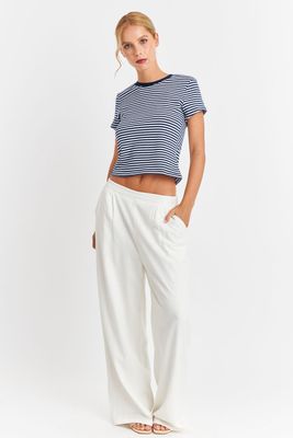 Imagen 2 del producto Polera Básica Cuello Redondo Líneas Azul Marino Nicopoly