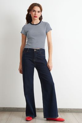 Imagen 2 del producto Polera Básica Cuello Redondo Líneas Azul Marino Nicopoly