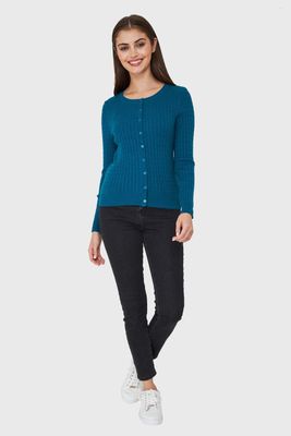 Imagen 2 del producto Cárdigan Punto Fino Cadenetas Azul Petróleo Nicopoly