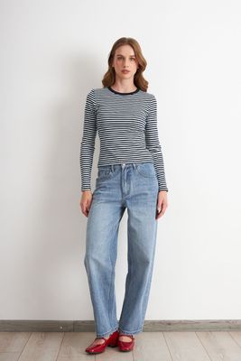 Imagen 2 del producto Polera Rayas Manga Larga Azul Marino Nicopoly