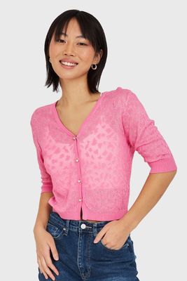 Imagen 1 del producto Cárdigan De Hilo Leopardo Fucsia Nicopoly