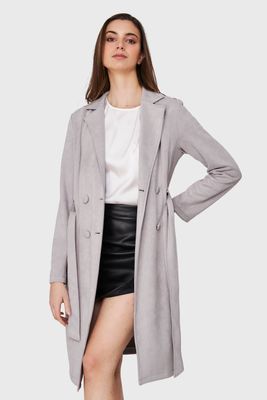 Trench Lazo Tipo Gamuza Gris Nicopoly